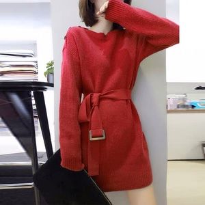 Woman sweater dress, red, size S-M